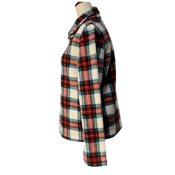 J Crew Factory Tartan Fleece Half-Zip Pullover M Warm Soft - Picture 9 of 10